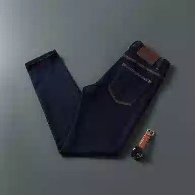 吉肯蒂 简约通用三本针普洗春夏季薄款修身小直筒弹力时尚长裤牛仔裤 男款