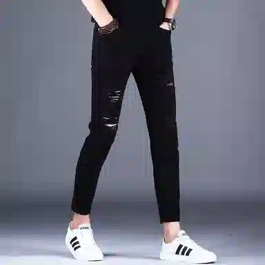 吉肯蒂 高级薄款高端修身小脚休闲百搭牛仔裤 男款