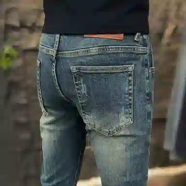吉肯蒂 秋冬款轻奢潮流牛仔裤男士复古休闲百搭修身弹力小脚九分 男款