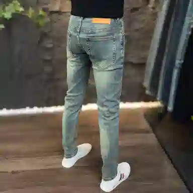吉肯蒂 潮流修身百搭弹力时尚小脚裤破洞牛仔裤 男款