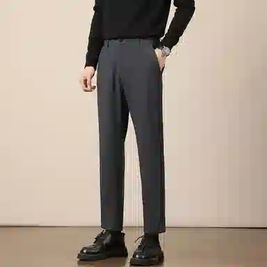 吉肯蒂 轻奢男士弹力九分小西裤秋冬季修身直筒坠感高级休闲裤 男款