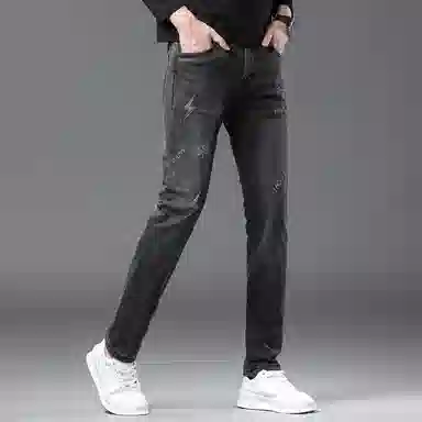吉肯蒂 潮牌秋冬款印花百搭时尚男长裤牛仔裤 男款