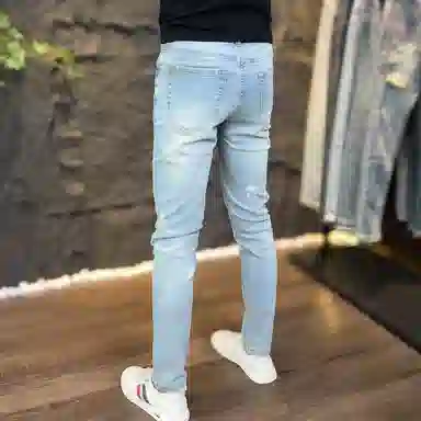 吉肯蒂 薄款百搭修身做旧水洗长裤牛仔裤 男款