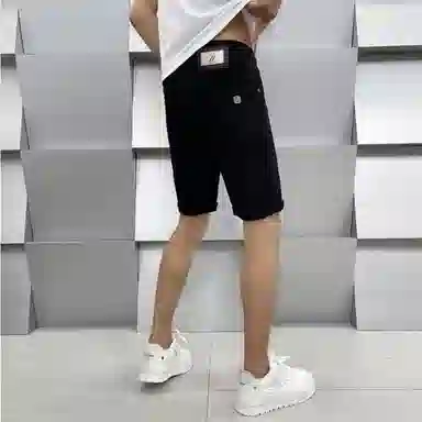 吉肯蒂 欧美高端潮牌简约白色轻奢男士五分修身小直筒牛仔短裤 男款