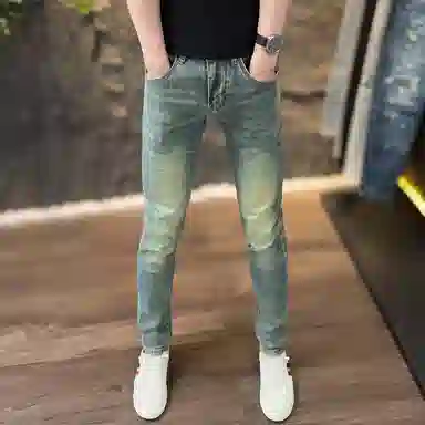 吉肯蒂 春夏季男士潮流复古修身弹力小脚牛仔裤 男款