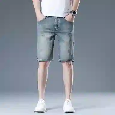 吉肯蒂 轻奢修身刺绣时尚百搭牛仔短裤 男款