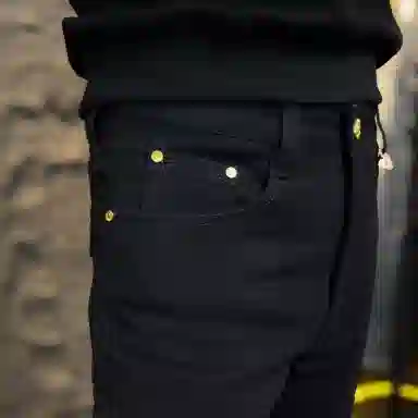 吉肯蒂 春秋款纯色欧版男牛仔裤子修身休闲百搭弹力显瘦加绒潮流小脚长裤 男款