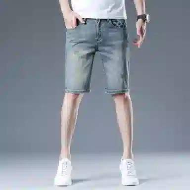 吉肯蒂 轻奢修身刺绣时尚百搭牛仔短裤 男款