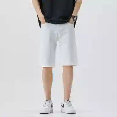 吉肯蒂 舒适百搭薄款潮牌宽松直筒五分牛仔短裤 男款