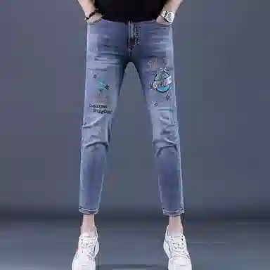 吉肯蒂 潮牌修身小脚舒适百搭休闲九分牛仔裤 男款