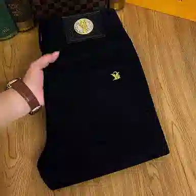 吉肯蒂 牛仔裤男黑色秋冬季厚款高端欧货潮牌修身小脚长裤 男款