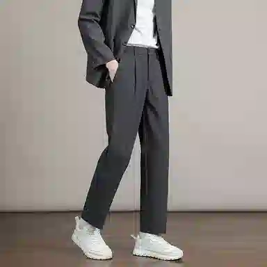 吉肯蒂 韩版潮流垂感宽松千鸟格长裤休闲裤 男款