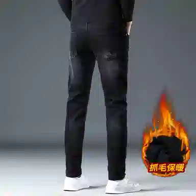 吉肯蒂 秋冬款潮牌男裤修身显高弹力小脚裤休闲男长裤牛仔裤 男款
