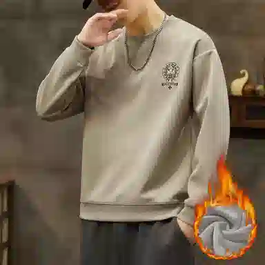 吉肯蒂 国潮圆领男秋季中国风潮牌印花套头衫重磅修身百搭上衣服卫衣 男款