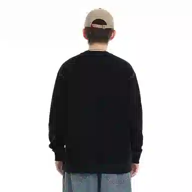 吉肯蒂 潮牌圆领卫衣明线设计潮流宽松纯色街头百搭休闲上衣 男款