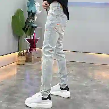 吉肯蒂 高端九分修身薄款潮流百搭舒适时尚复古牛仔裤 男款