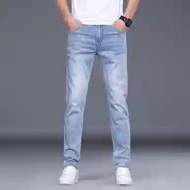 吉肯蒂 夏季薄款冰丝直筒弹力长裤牛仔裤 男款
