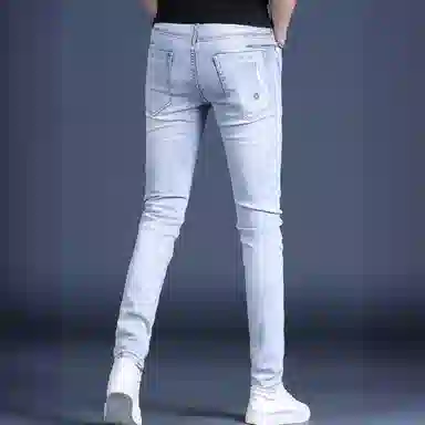 吉肯蒂 修身潮流时尚牛仔裤 男款 浅蓝色长裤