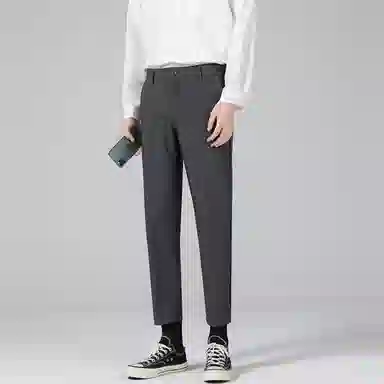 吉肯蒂 九分休闲西裤男秋季抗皱垂感修身直筒西装裤男士长裤 男款