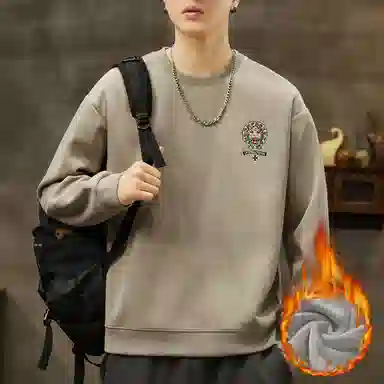 吉肯蒂 国潮圆领男秋季中国风潮牌印花套头衫重磅修身百搭上衣服卫衣 男款