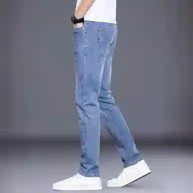 吉肯蒂 夏季薄款冰丝直筒弹力长裤牛仔裤 男款