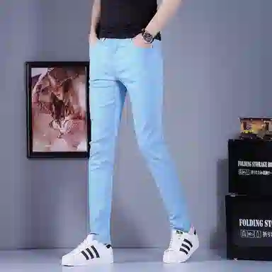 吉肯蒂 高端潮流舒适弹力直筒修身百搭长裤牛仔裤 男款