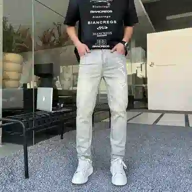 吉肯蒂 美式修身百搭舒适休闲牛仔裤 男款
