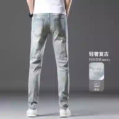 吉肯蒂 高端长裤小脚浅色潮牌小众设计感时尚舒适简约牛仔裤 男款