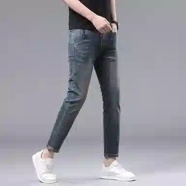 吉肯蒂 轻奢潮流春秋修身直筒裤子潮牌青年时尚牛仔裤 男款