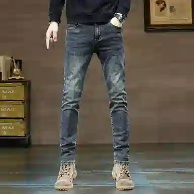 吉肯蒂 复古高端男士修身小脚弹力时尚长裤牛仔裤 男款