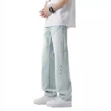 吉肯蒂 薄款高街浅色微喇休闲牛仔裤 男款