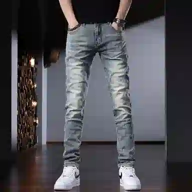 吉肯蒂 高端弹力修身小脚牛仔裤 男款