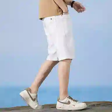 吉肯蒂 简约薄款宽松直筒牛仔短裤 男款