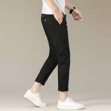 吉肯蒂 夏季米纯色时尚修身九分裤休闲裤 男款
