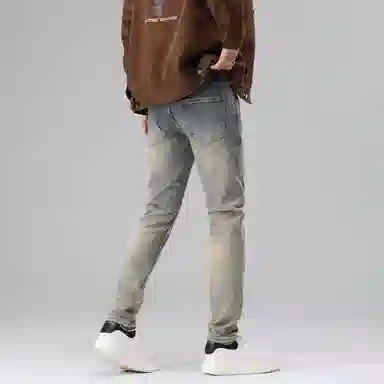 吉肯蒂 潮牌秋冬潮流韩版渐变修身小脚裤弹力长裤男牛仔裤 男款