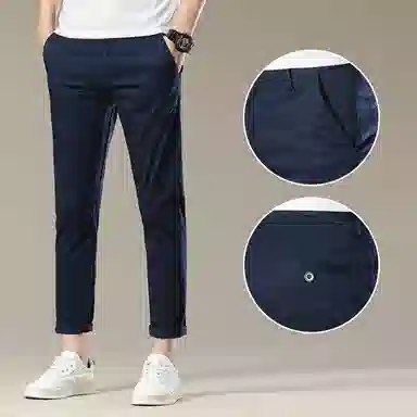 吉肯蒂 夏季米纯色时尚修身九分裤休闲裤 男款