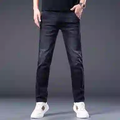 吉肯蒂 秋冬潮牌长裤男修身直筒牛仔裤 男款