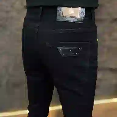 吉肯蒂 春秋款纯色欧版男牛仔裤子修身休闲百搭弹力显瘦加绒潮流小脚长裤 男款