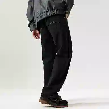 吉肯蒂 秋冬款潮牌宽松直筒水洗牛仔裤 男款