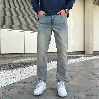 吉肯蒂 潮牌水洗怀旧蓝修身小直筒弹力长裤男牛仔裤 男款
