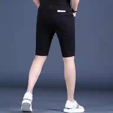 吉肯蒂 舒适合身薄款百搭休闲简约五分裤牛仔短裤 男款 黑色