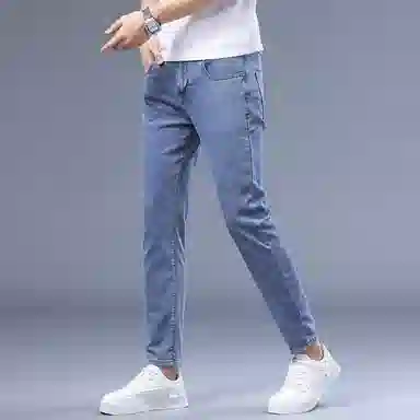 吉肯蒂 时尚简约百搭水洗直筒修身牛仔裤 男款