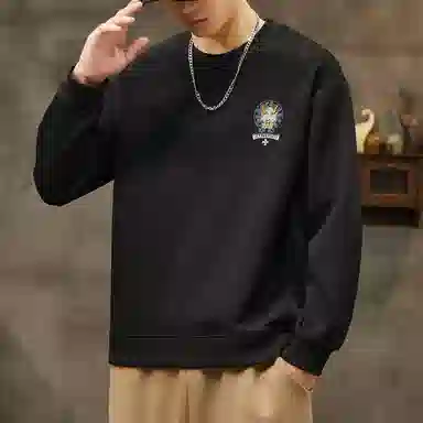 吉肯蒂 国潮圆领男秋季中国风潮牌印花套头衫重磅修身百搭上衣服卫衣 男款