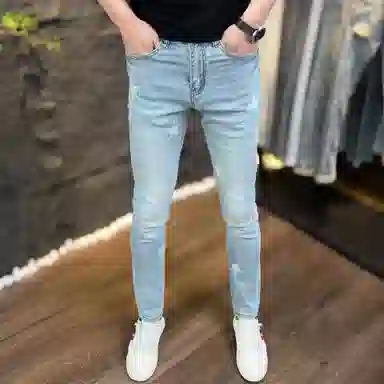 吉肯蒂 薄款百搭修身做旧水洗长裤牛仔裤 男款