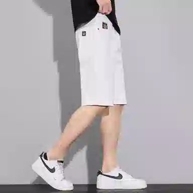 吉肯蒂 宽松直筒中裤牛仔短裤 男款