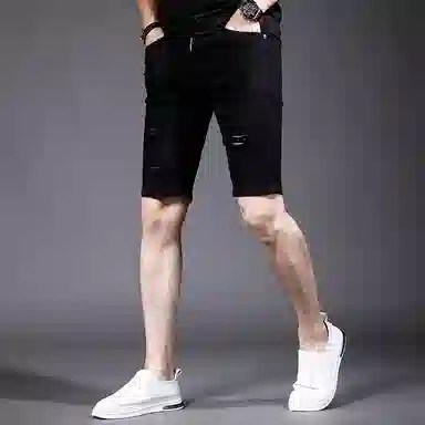 吉肯蒂 潮牌薄款潮流百搭帅气休闲五分裤中裤牛仔短裤 男款