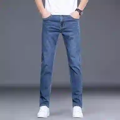 吉肯蒂 夏季薄款冰丝直筒弹力长裤牛仔裤 男款