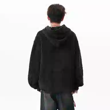 永言 小香风针织帽衫男早秋百搭上衣美式重磅休闲宽松情侣外套卫衣 男女同款