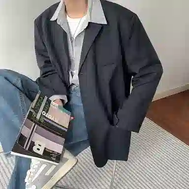 冈哉 复古日系小格子中性款休闲外套垂感多粒单排扣百搭个性潮搭潮流潮牌时尚慵懒感日常通勤柔软舒适亲肤便服单西西装 男女同款