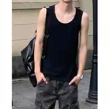 冈哉 美式纯色基础款凉感速干无袖运动健身汗衫坎肩背心 男女同款